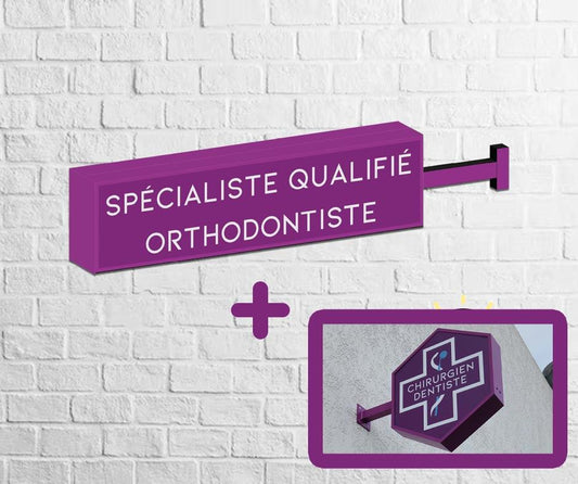 KIT COMPLET - Enseigne pour Spécialiste qualifié orthodontiste - DENTAL SIGN 